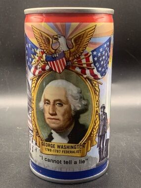 Vintage Beer Can Lucky George Washington I Cannot Tell A Lie Empty Steel Can